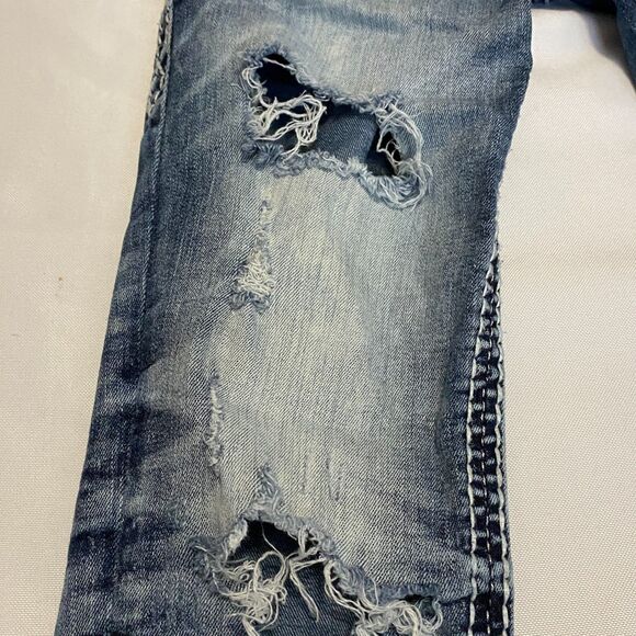 Rock Revival Distressed Ferry Ankle Skinny Jeans Bleach Wash Rhinestone Pockets - Picture 6 of 15